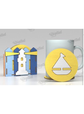 Σετ των 2 Intra απο ξύλο plywood 3mm-4mm πάχος Τρισδιάστατα καλοκαιρινά σουβέρ με Box  Δίασταση 30x20 cm INTRAFABR-121122772