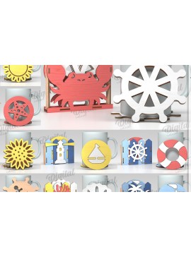 Σετ των 2 Intra απο ξύλο plywood 3mm-4mm πάχος τρισδιάστατων καλοκαιρινών σουβέρ με κουτιά Δίασταση 30x20 cm INTRAFABR-120972866