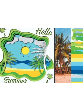 Σετ των 2 Intra απο ξύλο plywood 3mm-4mm πάχος 3D Summer Paper Cut Δίασταση 1200x1200 cm INTRAFABR-31736052