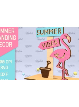 Σετ των 2 Intra απο ξύλο plywood 3mm-4mm πάχος Τρισδιάστατη καλοκαιρινή όρθια διακόσμηση κοπής με λέιζερ Δίασταση 30x20 cm INTRAFABR-95119012