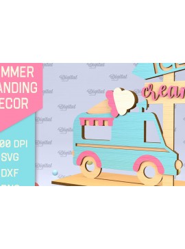 Σετ των 2 Intra απο ξύλο plywood 3mm-4mm πάχος Τρισδιάστατη καλοκαιρινή όρθια διακόσμηση κοπής με λέιζερ Δίασταση 30x20 cm INTRAFABR-95119130