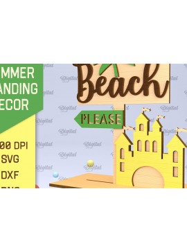 Σετ των 2 Intra απο ξύλο plywood 3mm-4mm πάχος Τρισδιάστατη καλοκαιρινή όρθια διακόσμηση κοπής με λέιζερ Δίασταση 30x20 cm INTRAFABR-95119342