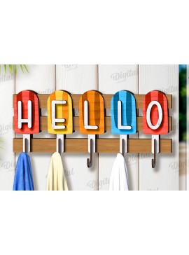 Σετ των 2 Intra απο ξύλο plywood 3mm-4mm πάχος Τρισδιάστατη θερινή κρεμάστρα για πετσέτες με λέιζερ Δίασταση 30x20 cm INTRAFABR-121905816