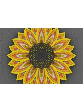 Σετ των 2 Intra απο ξύλο plywood 3mm-4mm πάχος 3D Sunflower Mandala , Sunflower 3D Δίασταση 30x30 cm INTRAFABR-29290111