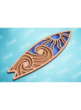 Intra απο ξύλο plywood 3mm-4mm πάχος 3D Surf | Ξύλινη σανίδα του σερφ Δίασταση 30x20 cm INTRAFABR-99664332