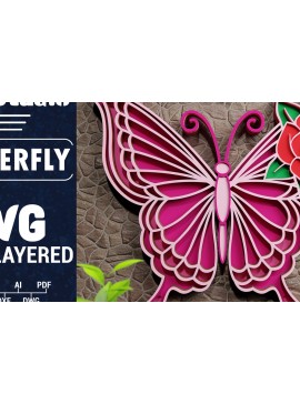 Σετ των 2 Intra απο ξύλο plywood 3mm-4mm πάχος Χαρτί 3D Butterfly Multilayered Δίασταση 1200x1200 cm INTRAFABR-72284144