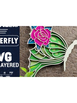 Σετ των 2 Intra απο ξύλο plywood 3mm-4mm πάχος Χαρτί 3D Butterfly Multilayered Δίασταση 1200x1200 cm INTRAFABR-72329954