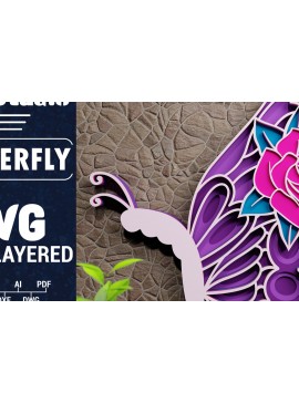 Σετ των 2 Intra απο ξύλο plywood 3mm-4mm πάχος Χαρτί 3D Butterfly Multilayered Δίασταση 1200x1200 cm INTRAFABR-72329967