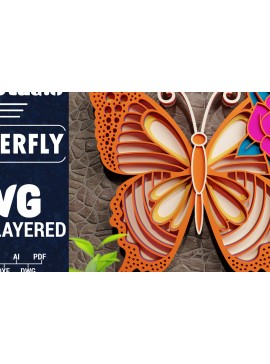 Σετ των 2 Intra απο ξύλο plywood 3mm-4mm πάχος Χαρτί 3D Butterfly Multilayered Δίασταση 1200x1200 cm INTRAFABR-72329977