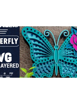 Σετ των 3 Intra απο ξύλο plywood 3mm-4mm πάχος Χαρτί 3D Butterfly Multilayered Δίασταση 1200x1200 cm INTRAFABR-72329988