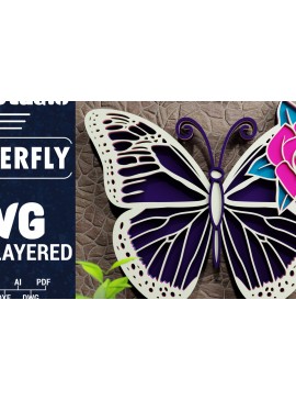 Σετ των 2 Intra απο ξύλο plywood 3mm-4mm πάχος Χαρτί 3D Butterfly Multilayered Δίασταση 1200x1200 cm INTRAFABR-72329996