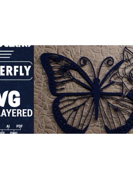 Σετ των 2 Intra απο ξύλο plywood 3mm-4mm πάχος Χαρτί 3D Butterfly Multilayered Δίασταση 1200x1200 cm INTRAFABR-72484997