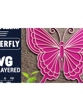 Σετ των 2 Intra απο ξύλο plywood 3mm-4mm πάχος Χαρτί 3D Butterfly Multilayered Δίασταση 1200x1200 cm INTRAFABR-72514754