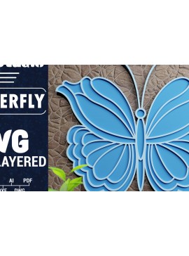 Σετ των 2 Intra απο ξύλο plywood 3mm-4mm πάχος Χαρτί 3D Butterfly Multilayered Δίασταση 1200x1200 cm INTRAFABR-72514777
