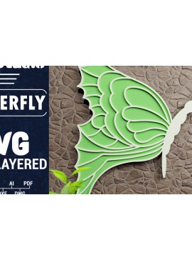 Σετ των 2 Intra απο ξύλο plywood 3mm-4mm πάχος Χαρτί 3D Butterfly Multilayered Δίασταση 1200x1200 cm INTRAFABR-72514781