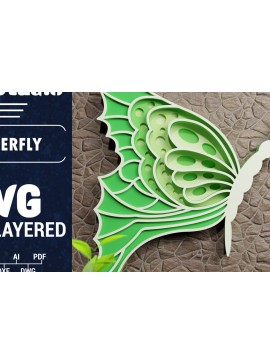 Σετ των 2 Intra απο ξύλο plywood 3mm-4mm πάχος Χαρτί 3D Butterfly Multilayered Δίασταση 1200x1200 cm INTRAFABR-70370703