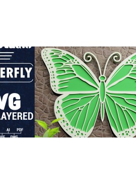 Σετ των 2 Intra απο ξύλο plywood 3mm-4mm πάχος Χαρτί 3D Butterfly Multilayered Δίασταση 1200x1200 cm INTRAFABR-72514813