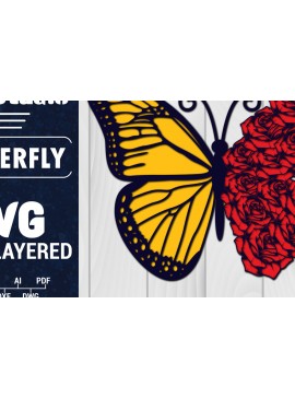 Σετ των 2 Intra απο ξύλο plywood 3mm-4mm πάχος Χαρτί 3D Butterfly Multilayered Δίασταση 1200x1200 cm INTRAFABR-88791858