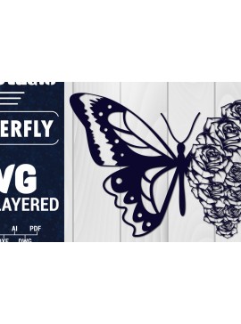 Σετ των 2 Intra απο ξύλο plywood 3mm-4mm πάχος Χαρτί 3D Butterfly Multilayered Δίασταση 1500x1500 cm INTRAFABR-88861553