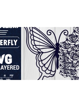 Σετ των 2 Intra απο ξύλο plywood 3mm-4mm πάχος Χαρτί 3D Butterfly Multilayered Δίασταση 1500x1500 cm INTRAFABR-88861574