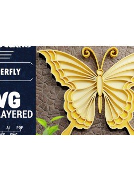 Σετ των 2 Intra απο ξύλο plywood 3mm-4mm πάχος Χαρτί 3D Butterfly Multilayered Δίασταση 1200x1200 cm INTRAFABR-70383467