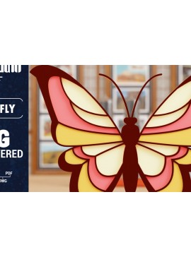 Σετ των 2 Intra απο ξύλο plywood 3mm-4mm πάχος Χαρτί 3D Butterfly Multilayered Δίασταση 1500x1500 cm INTRAFABR-100719241