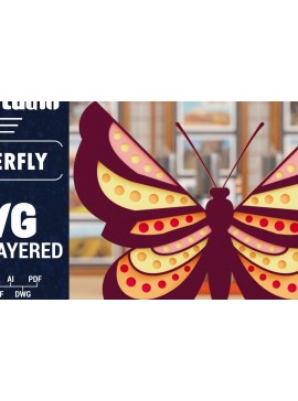 Σετ των 2 Intra απο ξύλο plywood 3mm-4mm πάχος Χαρτί 3D Butterfly Multilayered Δίασταση 1500x1500 cm INTRAFABR-100719243