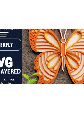 Σετ των 2 Intra απο ξύλο plywood 3mm-4mm πάχος Χαρτί 3D Butterfly Multilayered Δίασταση 1200x1200 cm INTRAFABR-70455696