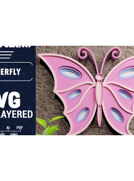 Σετ των 2 Intra απο ξύλο plywood 3mm-4mm πάχος Χαρτί 3D Butterfly Multilayered Δίασταση 1200x1200 cm INTRAFABR-70559452
