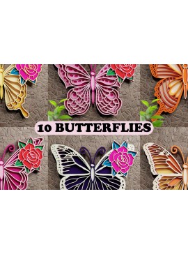 Σετ των 2 Intra απο ξύλο plywood 3mm-4mm πάχος 3D Butterfly Multilayered Papercut B Δίασταση 1200x1200 cm INTRAFABR-72859771