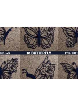 Σετ των 2 Intra απο ξύλο plywood 3mm-4mm πάχος 3D Butterfly Multilayered Papercut B Δίασταση 1200x1200 cm INTRAFABR-72704007