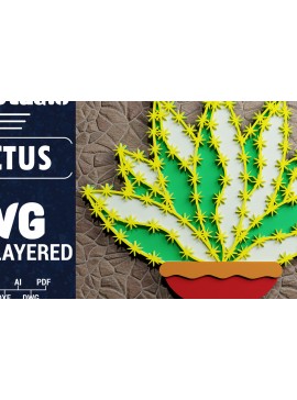 Σετ των 2 Intra απο ξύλο plywood 3mm-4mm πάχος 3D Cactus Multilayered Papercut Δίασταση 1200x1200 cm INTRAFABR-72754290