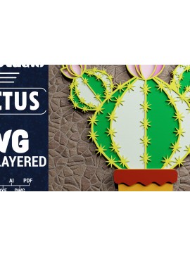 Σετ των 3 Intra απο ξύλο plywood 3mm-4mm πάχος 3D Cactus Multilayered Papercut Δίασταση 1200x1200 cm INTRAFABR-72776028