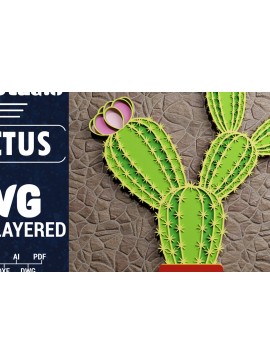 Σετ των 2 Intra απο ξύλο plywood 3mm-4mm πάχος 3D Cactus Multilayered Papercut Δίασταση 1200x1200 cm INTRAFABR-72859443