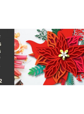 Σετ των 2 Intra απο ξύλο plywood 3mm-4mm πάχος 3D Cut Christmas Poinsettia 1152 Δίασταση 15x15 cm INTRAFABR-109269985