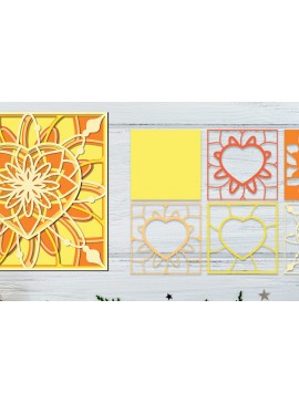 Σετ των 2 Intra απο ξύλο plywood 3mm-4mm πάχος 3D Heart Mandala, 3D Layered Δίασταση 30x30 cm INTRAFABR-57321501