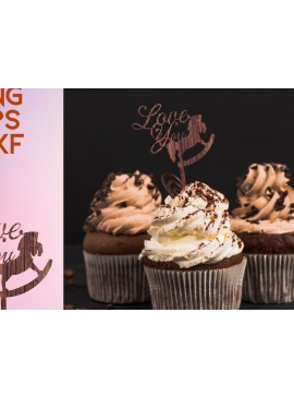 Σετ των 2 Intra απο ξύλο plywood 3mm-4mm πάχος 3D Love You Horse Birthday Topper Δίασταση 15x15 cm INTRAFABR-28885832