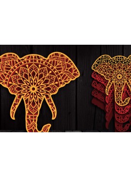 Intra απο ξύλο plywood 3mm-4mm πάχος 3D Multi-layer Elephant Mandala Δίασταση 30x30 cm INTRAFABR-104193658