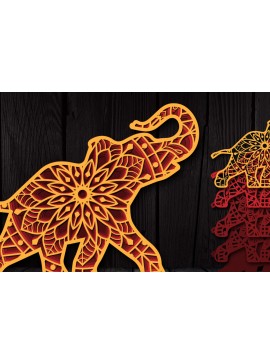 Intra απο ξύλο plywood 3mm-4mm πάχος 3D Multi-layer Elephant Mandala Δίασταση 30x30 cm INTRAFABR-104193418