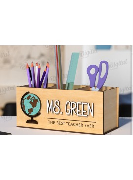 Σετ των 2 Intra απο ξύλο plywood 3mm-4mm πάχος Τρισδιάστατη θήκη μολυβιού Teacher Cut  Δίασταση 30x20 cm INTRAFABR-120585758