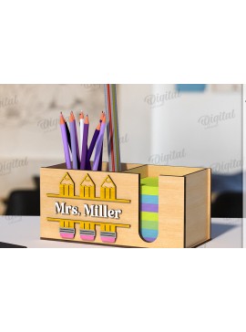 Σετ των 2 Intra απο ξύλο plywood 3mm-4mm πάχος Τρισδιάστατη θήκη μολυβιού Teacher Cut  Δίασταση 30x20 cm INTRAFABR-120586005