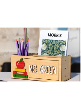 Σετ των 2 Intra απο ξύλο plywood 3mm-4mm πάχος Τρισδιάστατη θήκη μολυβιού Teacher Cut  Δίασταση 30x20 cm INTRAFABR-120586473