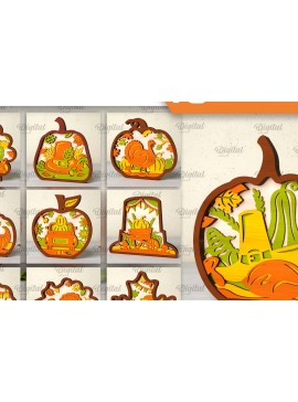 Intra απο ξύλο plywood 3mm-4mm πάχος Δέσμη κοπής με λέιζερ 3D Decor για την Ημέρα των Ευχαριστιών Δίασταση 30x20 cm INTRAFABR-105511829