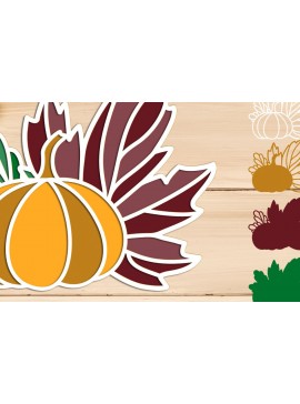 Σετ των 2 Intra απο ξύλο plywood 3mm-4mm πάχος 3d Thanksgiving , Fall Pumpkin  Δίασταση 15x15 cm INTRAFABR-103520987