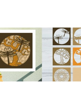 Σετ των 2 Intra απο ξύλο plywood 3mm-4mm πάχος 3D Tree of Life Mandala Layered Tree Δίασταση 30x30 cm INTRAFABR-57560841