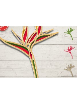 Σετ των 2 Intra απο ξύλο plywood 3mm-4mm πάχος τρισδιάστατο τροπικό λουλούδι πουλί του παραδείσου Δίασταση 30x20 cm INTRAFABR-75609323