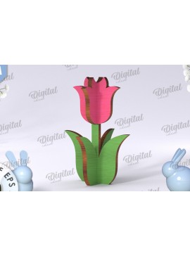 Intra απο ξύλο plywood 3mm-4mm πάχος Τρισδιάστατη τουλίπα. Διακόσμηση σπιτιού Δίασταση 30x20 cm INTRAFABR-117785802