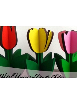Σετ των 2 Intra απο ξύλο plywood 3mm-4mm πάχος 3D Tulips Cut  Δίασταση 15x15 cm INTRAFABR-33347669