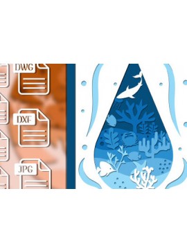 Σετ των 2 Intra απο ξύλο plywood 3mm-4mm πάχος Τρισδιάστατο υποβρύχιο κουτί σκιάς με λέιζερ Δίασταση 25x25 cm INTRAFABR-57854534