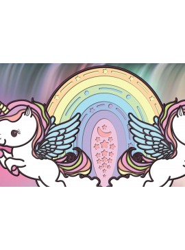 Σετ των 3 Intra απο ξύλο plywood 3mm-4mm πάχος 3d Unicorn & Rainbow Paper Cut Δίασταση 1200x1200 cm INTRAFABR-65637715